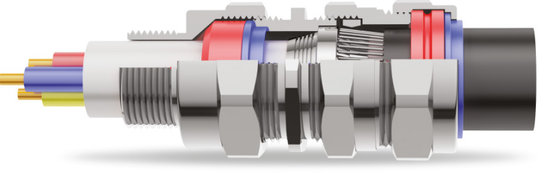 E1FUNV Double Compression cable gland  Stainless Steel (SS316L) (Metric Thread)