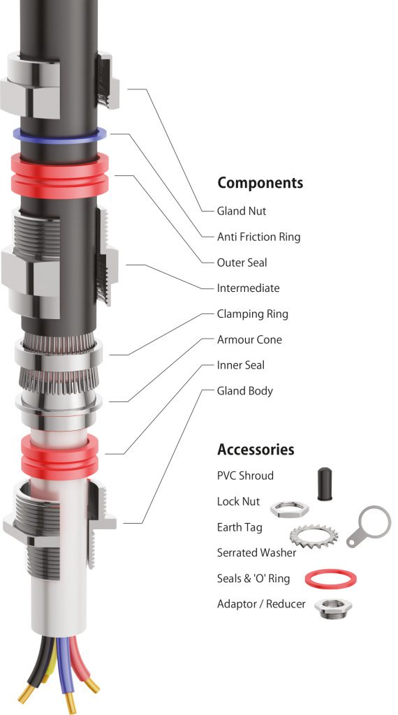 E1W Double Compression Cable Gland Stainless Steel (SS316L) (NPT Thread)				